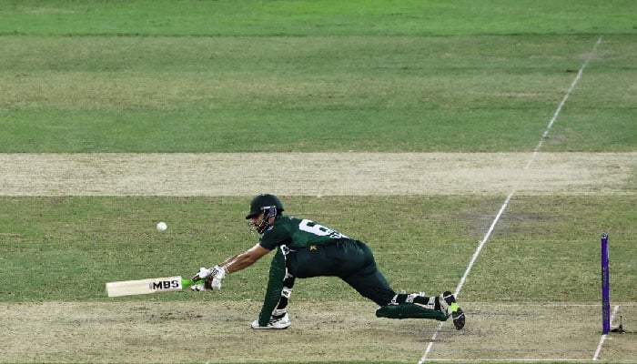 Pakistans captain Salman Agha plays a shot during the Asia Cup 2025 Super Fours match between Bangladesh and Pakistan at the Dubai International Stadium in Dubai on September 25, 2025. — AFP