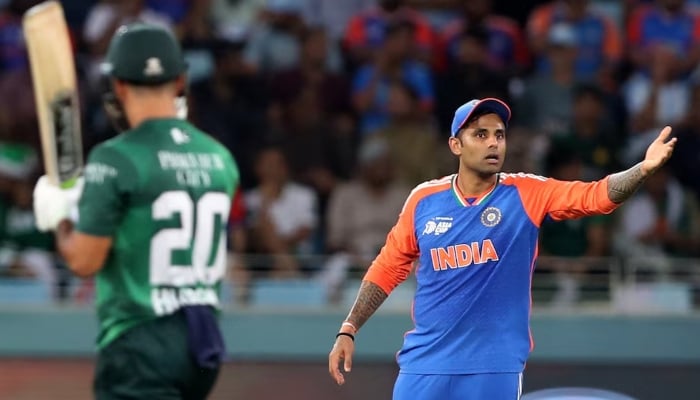 Indian captain Suryakumar Yadav reacts during their game against Pakistan at the Asia Cup 2025 in Dubai on September 21, 2025. — Reuters