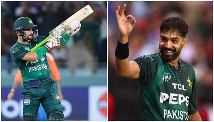 This collage shows Pakistan opener Sahibzada Farhan (left) and pacer Haris Rauf. — ACC