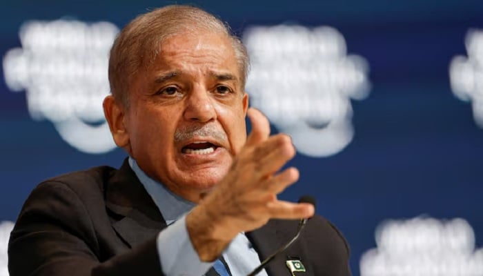 Pakistans Prime Minister Shehbaz Sharif speaks at the World Economic Forum (WEF) in Riyadh, Saudi Arabia, April 28, 2024. — Reuters