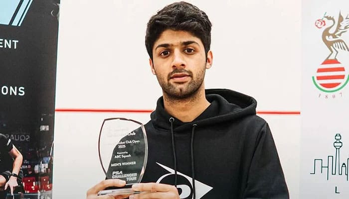 Squash player Noor Zaman can be scene in this image. — Reporter