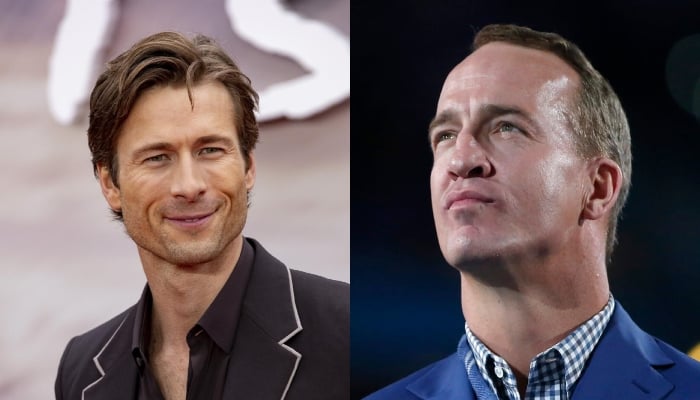 Photo: Peyton Manning addresses coaching Glen Powell with Eli Manning