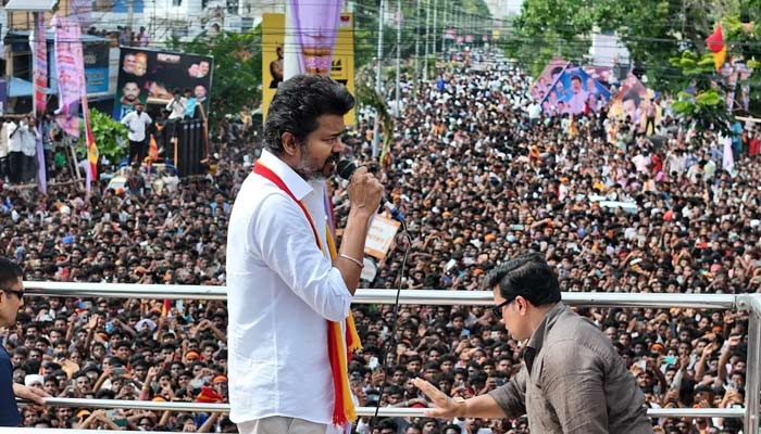 Actor turned politician addresses a rally during his election campaign. — India Today
