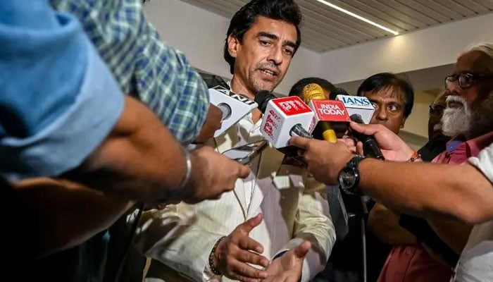 Mithun Manhas, newly elected president of the BCCI, speaks with media after attending the Annual General Meeting in Mumbai, India, September 28, 2025. — AFP