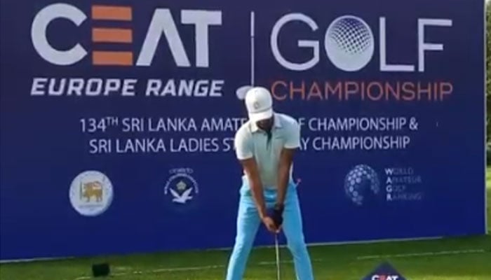 Pakistans golf player Saad Habib Malik in action during 134th Sri Lanka Amateur Golf Championship. — Reporters