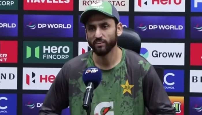 Pakistan skipper Salman Ali Agha addresses a press conference. — ACC