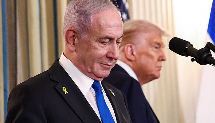 President Donald Trump and Israeli Prime Minister Benjamin Netanyahu hold a joint press conference in the State Dining Room at the White House, in Washington, D.C., US, September 29, 2025. — Reuters