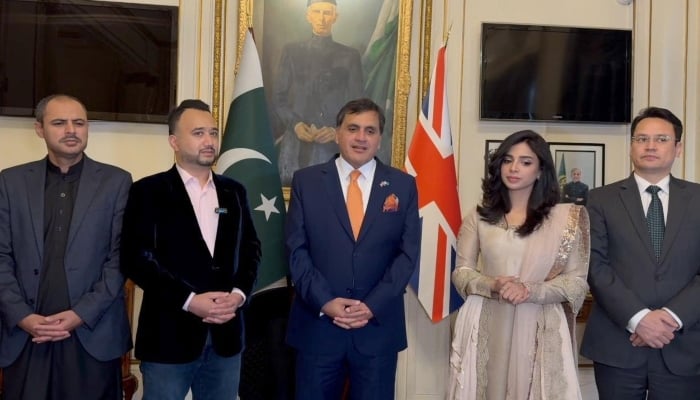 Pakistan High Commissioner to the UK Dr Muhammad Faisal meets Sonya Hussyn and Rafay Rashdi, supports the release of Pakistani horror hit Deemak in the UK cinemas on 17th October. — Reporter