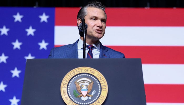 U.S. Defense Secretary Pete Hegseth speaks during a meeting of senior military leaders at Marine Corps Base Quantico in Quantico, Virginia, U.S., September 30, 2025. —Reuters