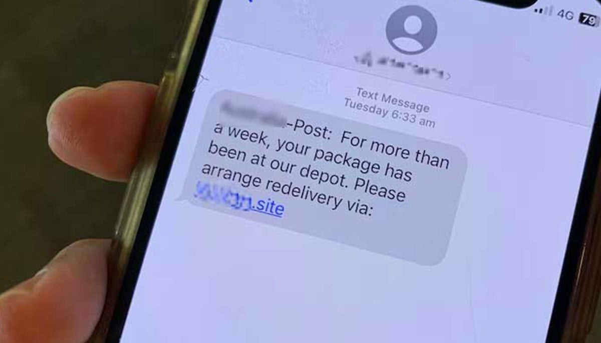 A representational image showing a scammers text concerning a parcel. — ABC News