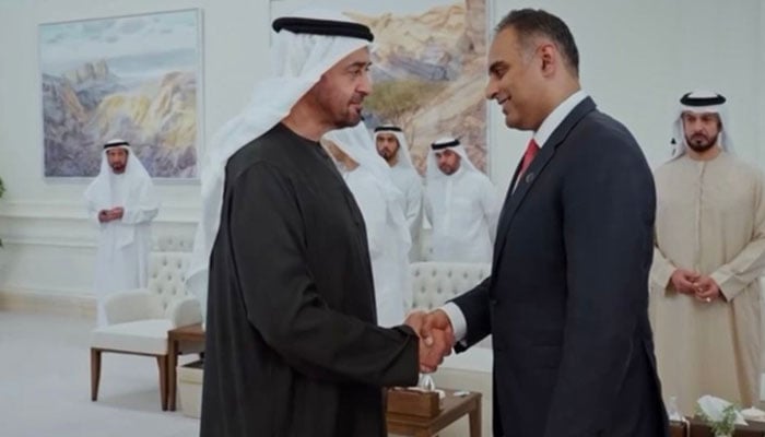 State minister Bilal Azhar Kayani meets UAE president in Abu Dhabi. — WAM