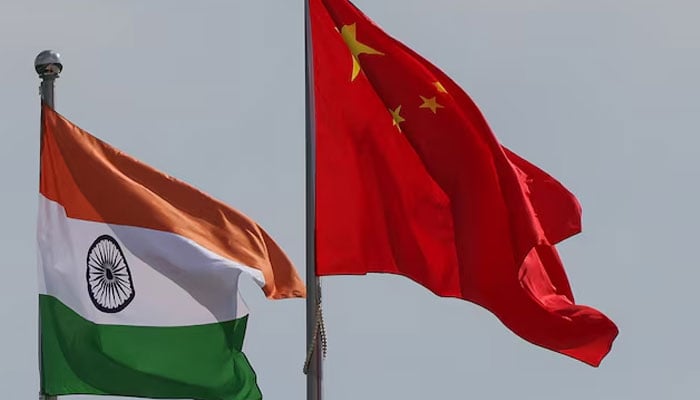 National flags of China and India fly next to the Meijiang Convention and Exhibition Center, a venue for 2025 Shanghai Cooperation Organisation (SCO) summit in Tianjin, China August 30, 2025. —Reuters