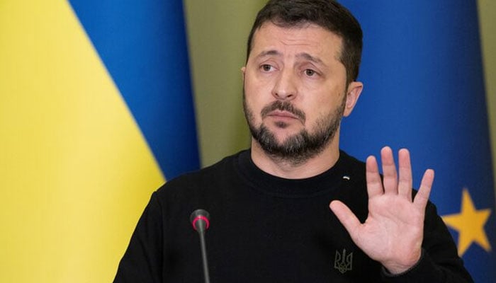 Ukrainian President Volodymyr Zelenskiy attends a joint press conference with European Commission President Ursula von der Leyen (not pictured), amid Russias attack on Ukraine, in Kyiv, Ukraine November 4, 2023. — Reuters