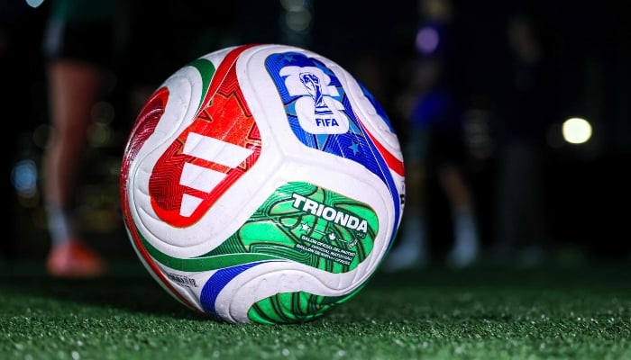 The 2026 FIFA Men´s World Cup match ball named Trionda is pictured during its unveiling in New York on October 2, 2025. — AFP