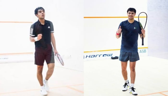 Pakistani squash players Ashab Irfan and Asim Khan. — Reporter