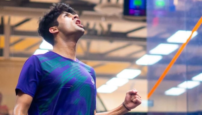 Pakistans Noor Zaman celebrates on winning the quarter final of the Charlottesville Open. — Reporter