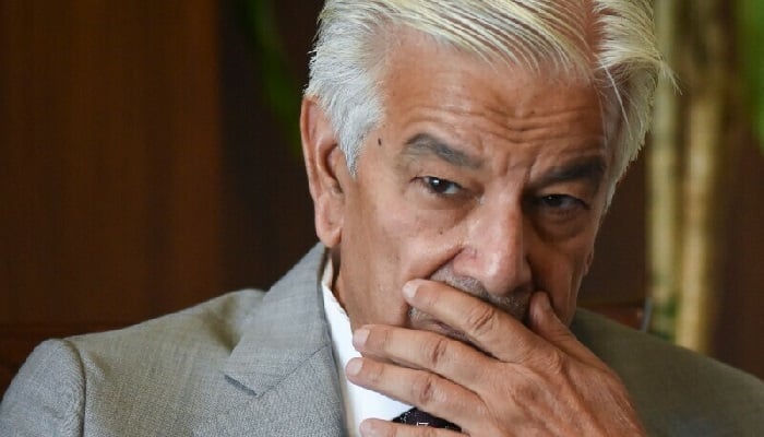 Defence Minister Khawaja Muhammad Asif looks on during an interview with Reuters in Islamabad, April 28. — Reuters