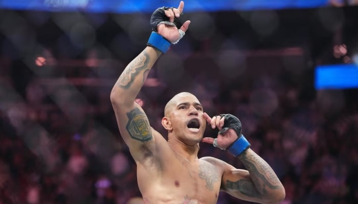 Alex Pereira reacts after the fight against Magomed Ankalaev during UFC 320 at T-Mobile Arena, Las Vegas, Nevada, US, October 4, 2025. — Reuters