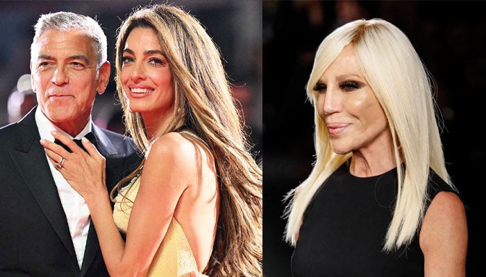 Donatella Versace pays tribute to George and Amal Clooney