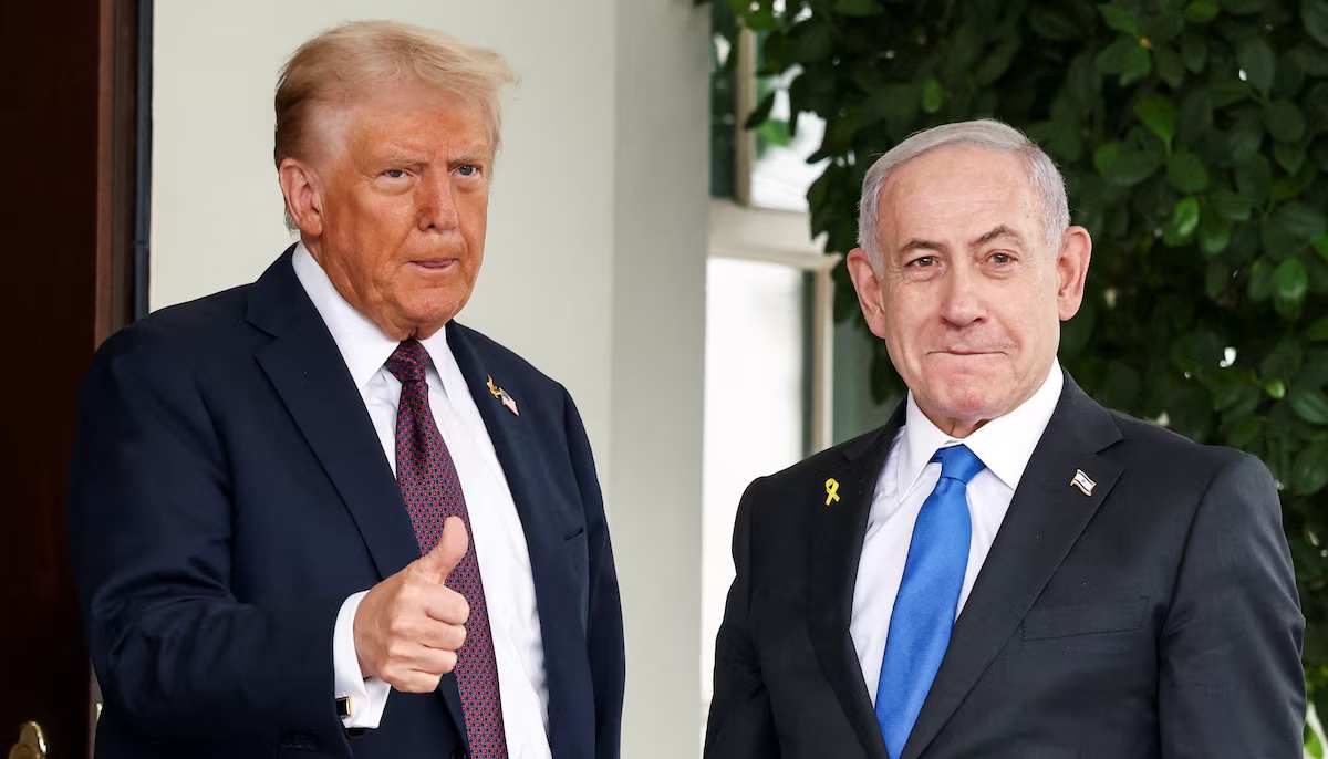 US President Donald Trump gives a thumbs up as he welcomes Israeli Prime Minister Benjamin Netanyahu at the White House in Washington, DC, US, September 29, 2025. — Reuters