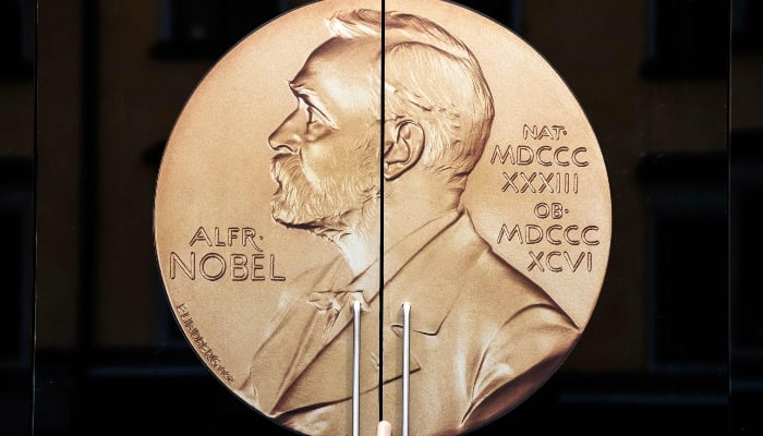 The entrance of the Alfred Nobel Museum in Stockholm, Sweden is pictured on October 4, 2019. — AFP