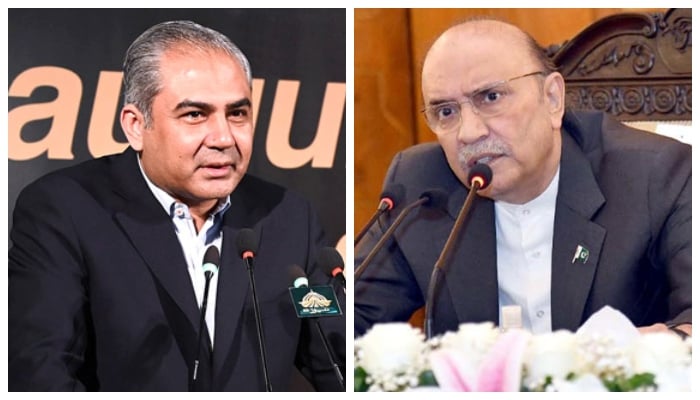 President Asif Ali Zardari (right) and Interior Minister Mohsin Naqvi. — APP/PPI/File