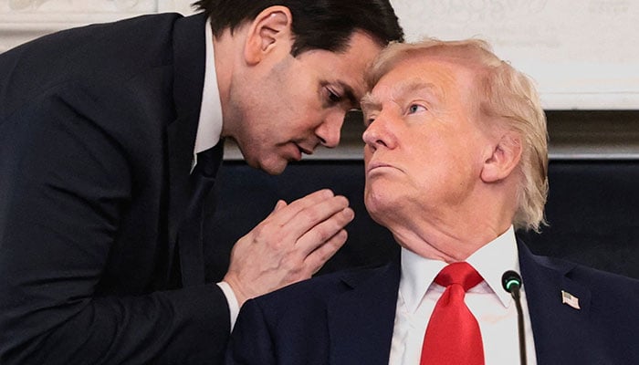 US Secretary of State Marco Rubio updates U.S. President Donald Trump on the Gaza proposal during a roundtable on antifa, an anti-fascist movement Trump designated a domestic terrorist organisation via executive order on September 22, at the White House in Washington, DC, US, October 8, 2025. — Reuters