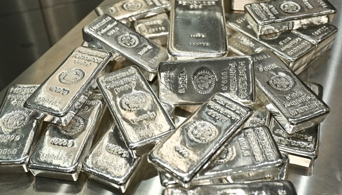 Silver bars are stacked in the safe deposit boxes room of the Pro Aurum gold house in Munich, Germany, January 10, 2025. — Reuters