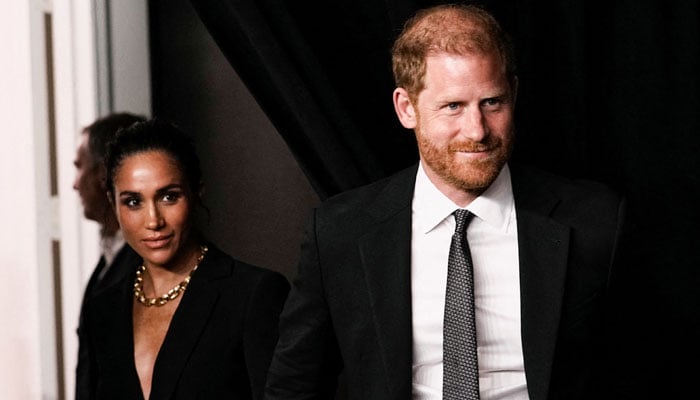 Britains Prince Harry and Meghan, Duke and Duchess of Sussex attend the Project Healthy Minds World Mental Health Day Gala in New York City, U.S., October 9, 2025. REUTERS/Eduardo Munoz