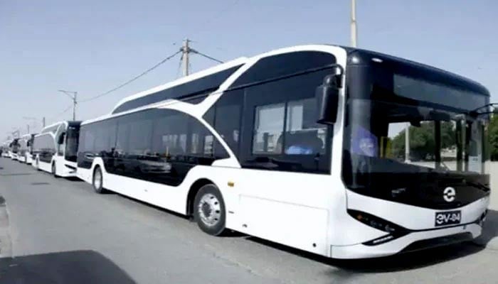 Representational image shows electric buses in Karachi. — APP/file