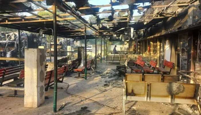 Nadra office in DI Khan pictured after the attack in this still captured on October 11, 2025. — Reporter