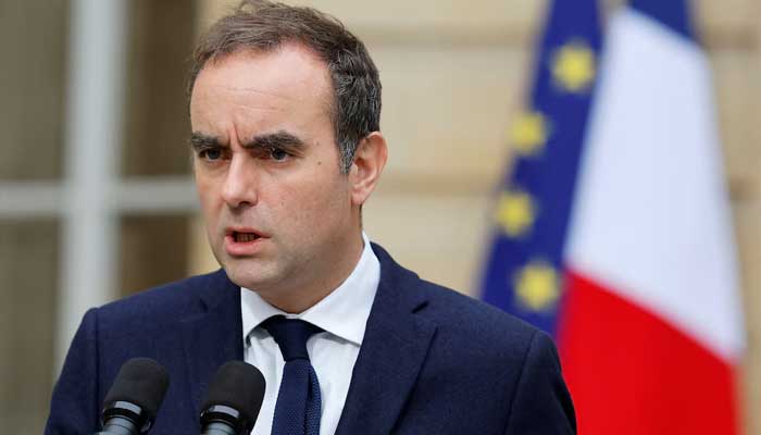 Sebastien Lecornu delivers a statement in the courtyard at the Hotel Matignon in Paris, France, October 8, 2025. — Reuters