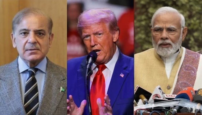 A collage of PM Shehbaz Sharif, US President Donald Trump and Indian PM Narendra Modi — X@PakPMO/Reuters