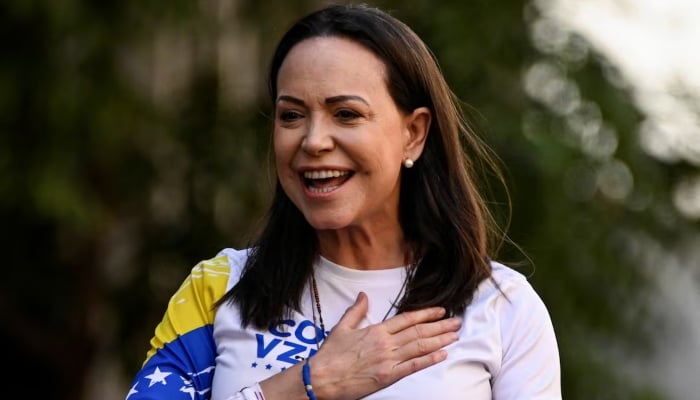 Venezuelan opposition leader Maria Corina Machado gestures at a protest ahead of the Friday inauguration of President Nicolas Maduro for his third term, in Caracas, Venezuela, January 9, 2025. — Reuters
