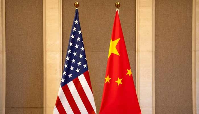US and Chinese flags are set up before a meeting between US Treasury Secretary Janet Yellen and Chinese Vice Premier He Lifeng at the Diaoyutai State Guesthouse in Beijing, China, Saturday, July 8, 2023. —Reuters