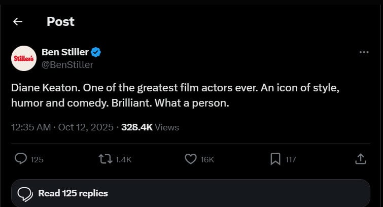 Hollywood reacts to Diane Keatons death