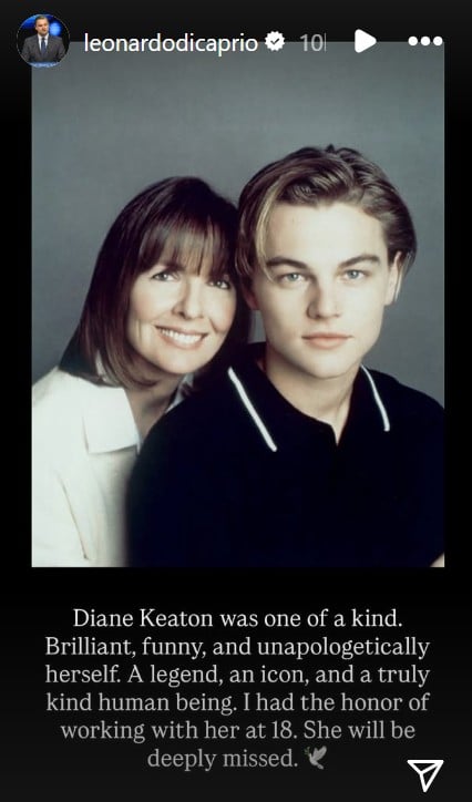 Leonardo DiCaprio recalls working with Diane Keaton at 18