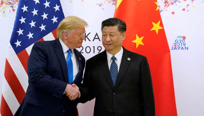 US President Donald Trump and Chinas President Xi Jinping shake hands ahead of their bilateral meeting during the G20 leaders summit in Osaka, Japan, June 29, 2019.— Reuters