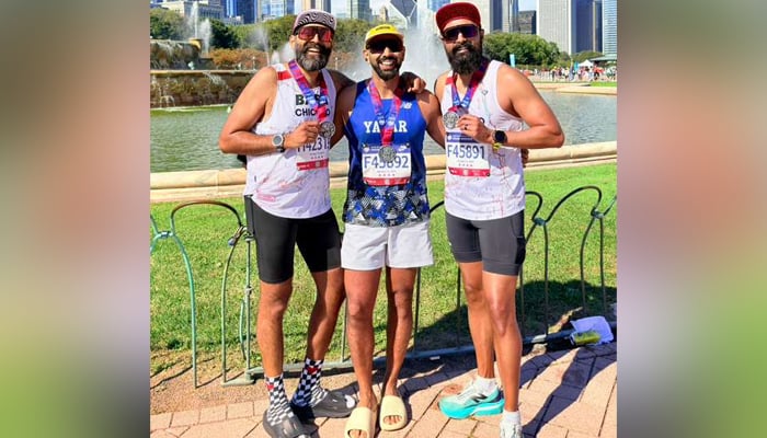 Pakistani runners Umer Shafiq, Yawar Siddiqi and Abbas Naqvi. — Reporter