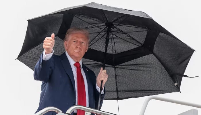 US President Donald Trump gives a thumbs up while boarding Air Force One, as he departs for Israel, at Joint Base Andrews, Maryland, US, October 12, 2025. — Reuters