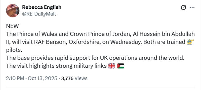 Prince William, Prince of Jordan Hussein to visit RAF Benson