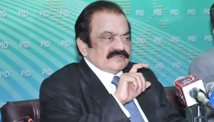 Adviser to the Prime Minister on Political Affairs Rana Sanaullah addresses press conferences at PID on October 28, 2022. — APP/File