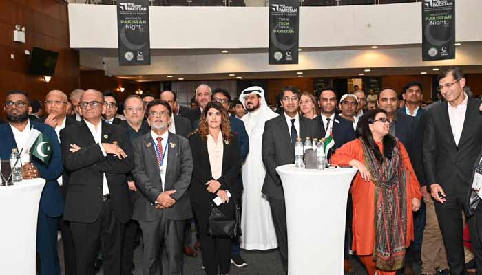 Minister for Information Technology and Telecommunication Shaza Fatima Khawaja, Pakistani tech leaders and foreign delegates attend Pakistan Tech Evening in Dubai, United Arab Emirates, October 14, 2025. — Reporter
