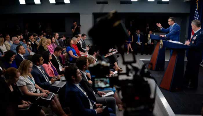 US Secretary Defence Peter Hegseth speaks to newsmen at the Pentagon in June 2025. — AFP/file