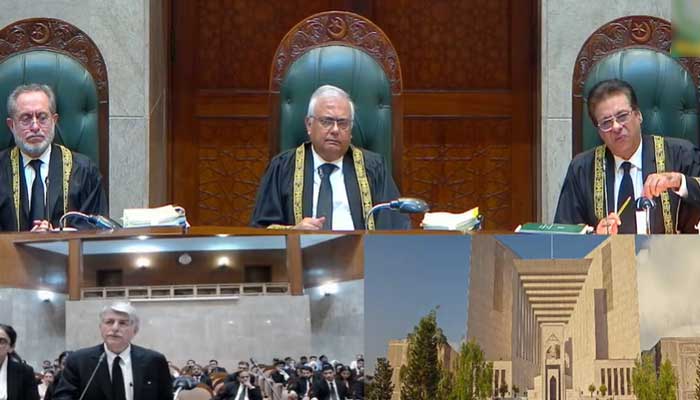 SC constitutional bench hears 26th Constitutional Amendment case on October 14, 2025. — Screengrab via YouTube @Supreme Court of Pakistan Proceedings