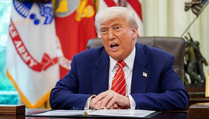 US President Donald Trump addresses the nation from the Oval Office of the White House in Washington, US. —Reuters/File