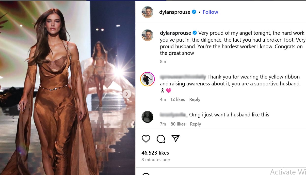 Dylan Sprouse reveals wife Barbara Palvin walked on broken foot at VS show