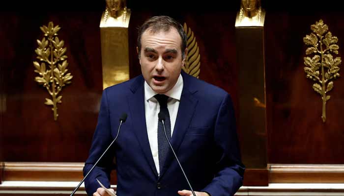 French Prime Minister Sebastien Lecornu delivers a speech during debate before votes on two no-confidence motions against the French government on October 16, 2025.— Reuters