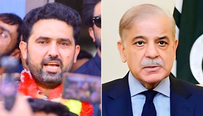 This collage shows undated photos of PM Shehbaz Sharif (right) and KP CM Sohail Afridi. — Radio Pakistan/Facebook/@ImMuhammadSohailAfridi/File