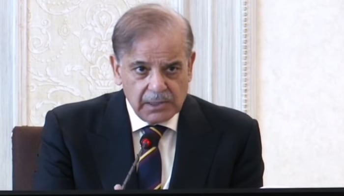 Prime Minister Shehbaz Sharif chairs high-level meeting on repatriation of Afghan refugees in Islamabad, October 17, 2025. — Screengrab via YouTube/Geo News